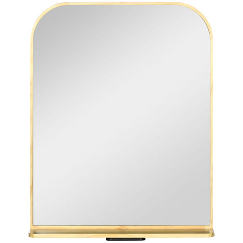 Rootz Wall Mirror - Bedroom Mirror - Square Mirror - With Shelf - Pine Wood Frame - Natural - 56cm x 12cm x 71.6cm