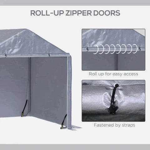 Rootz Foil Garden Shed - Garden Shed - Foil Garage - Carport Canopy - Galvanized Steel - Outdoor - Grey - 2 x 2 x 2 m