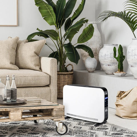 Rootz Heater - Heater Fan - Electric Heater - LED Light with 3 Levels - Timer Heater - Plastic - White - 60 x 18.5 x 39.5 cm