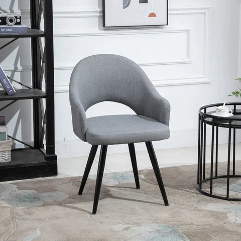 Rootz Dining Room Chair - Living Room Chair - Office Chair - Upholstered Chair - Armchair With Armrest - Linen Steel - Gray - 56 x 58.5 x 84.5 cm