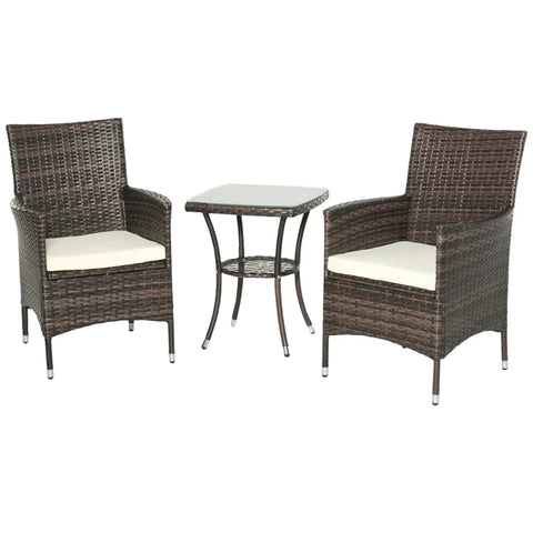 Rootz Garden Furniture - Side Table - Rattan Garden Set - Coffee Table - Poly Rattan - Brown - 60 x 58.5 x 89.5 cm