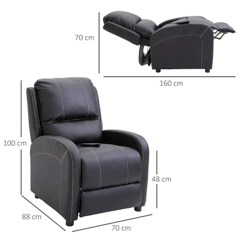 Rootz Massage Chair - TV Chair - Electric Chair - Relaxation Chair - Living Room Chair - 165° Inclination - PU Metal - Black - 70 x 88 x 100 cm