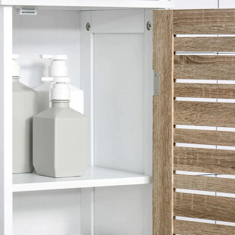 Rootz Bathroom Cabinet - Bathroom Tall Cabinet - Free Standing Bathroom Cabinet - Storage Cabinet - With 3 Open Shelves - Adjustable Shelf - White - 34 x 26 x 172 cm