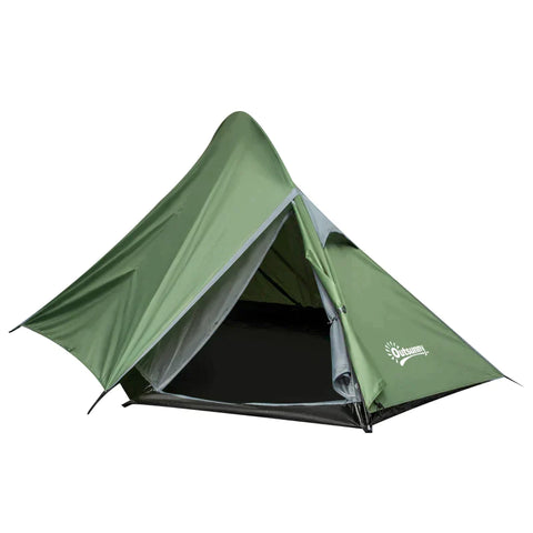 Rootz Campingzelt – Zelt für 2 Personen – Zelt mit Heringen – wetterfestes Zelt – Fiberglas – Polyester – Dunkelgrün – 345 x 150 x 112 cm