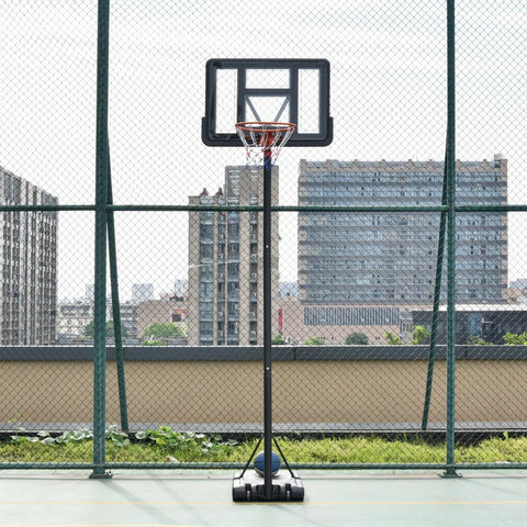 Rootz basketbalstandaard - draagbare basketbalringstandaard - in hoogte verstelbaar - bewegende wielen - zwart - 110 cm x 75 cm x 370 cm