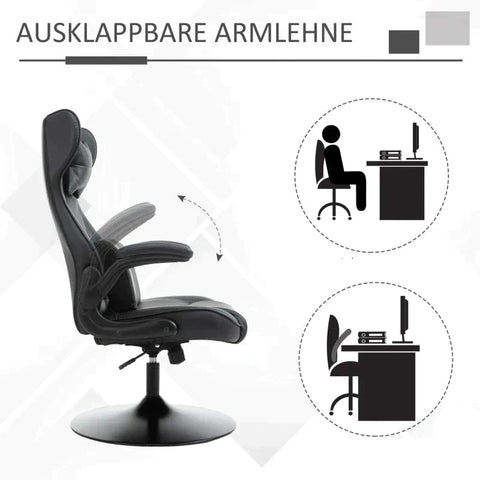 Rootz Gaming Chair - Computer Chair - Office Chair - Desk Chair - Swivel Chair - Black - 67x75x112 cm