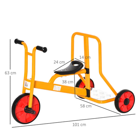 Rootz Children's Tricycle - Children's Tandem Tricycle - Children Balance Bike - Children's Bike - Yellow - 101 x 58 x 63 cm