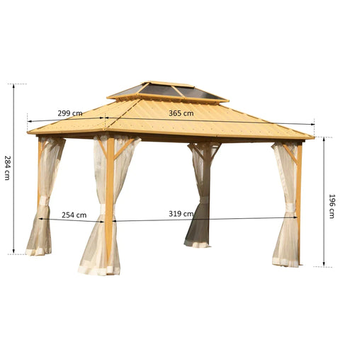 Rootz Gazebo - Garden Gazebo - Pavillon - Garden Pavillon - 3.65 x 2.99 x 2.84 m