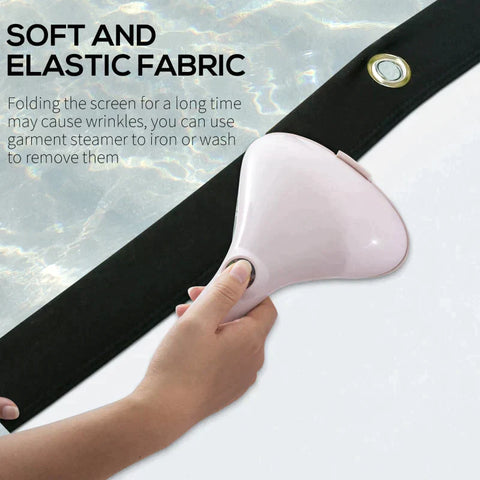 Rootz-Projektionsleinwand – 120-Zoll-Projektionsleinwand – mit Metallständer – faltbar, tragbar – Filmleinwand – Kunststoff – Weiß – 295 x 41,5 x 212 cm