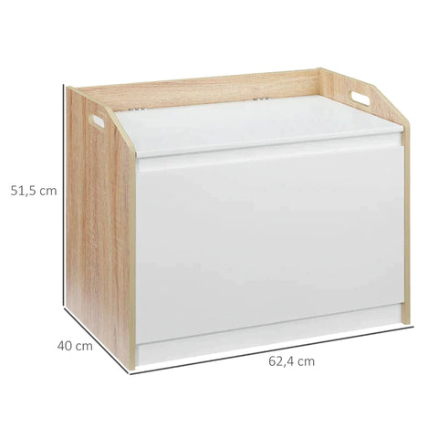 Rootz Bench - Opbergbank - Bank Met Opbergruimte - 2-in-1 Borstbank - Slaapkamer - Woonkamer - Wit/Natuur - 62.4B x 40D x 51.5H cm