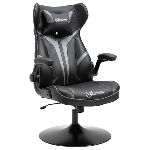 Rootz Gaming Chair - Office Chair - Faux Leather - Adjustable Head Pillow - Grey/Black - 67 cm x 75 cm x 112 cm