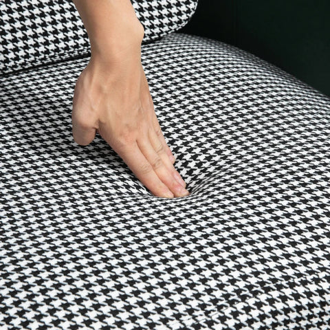 Rootz Armchair - Wing Chair In Retro Design - Velvet Look - Green + Black + White + Gold - 65 cm x 65 cm x 78 cm