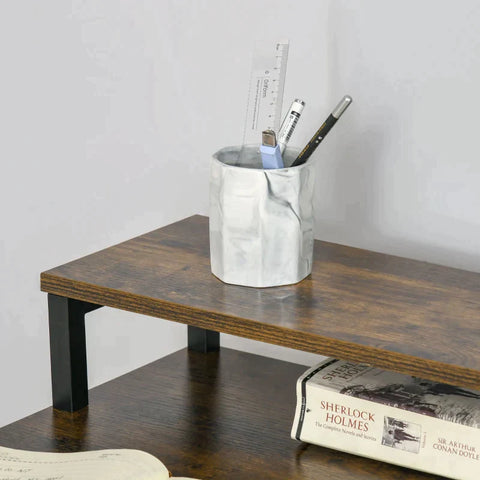 Rootz Schreibtisch – Computertisch – Arbeitstisch – Schreibtisch – Zuhause – Büro – Metall – Spanplatte – Rustikales Braun + Schwarz – 120 cm x 60 cm x 85 cm