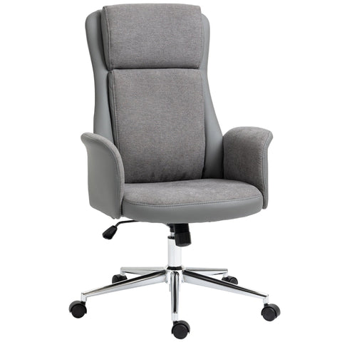 Rootz Office Chair - Desk Chair - Steel+ Faux Leather - Grey - 65 x 72 x 118cm