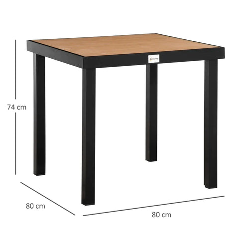 Rootz Outdoor-Esstisch – Gartentisch – Aluminiumtisch – Gartenmöbel – Lounge-Möbel – Aluminium/Kunststoff – Natur/Schwarz – 80 cm x 80 cm x 74 cm
