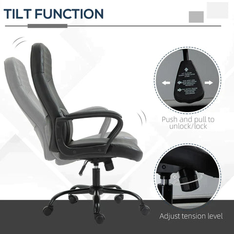 Rootz Office Chair - Massage Chair - Height-adjustable Executive Chair - Gaming Chair - Ergonomic Swivel Chair - PU Leather - Grey/Brown - 60 x 70 x 109-119 cm