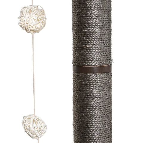 Rootz Cat Scratching Post - Cat Tree - Cat Toy - Climbing Tree - Sisal Cushion - Lying Surface With Ball - Grey - 71.5 x 49.5 x 120 cm
