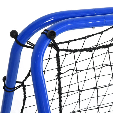 Rootz Football Rebounder Net - Kickback Goal Rebound Wall Net - Rebound On Both Sides - Adjustable - Steel - Blue - 100 x 95 x 90 cm