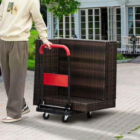 Rootz Platform Trolley - Platform Truck - Hand Truck - Foldable - 150 Kg Load Capacity - Steel - Black/Red - 70 cm x 52.5 cm x 90 cm