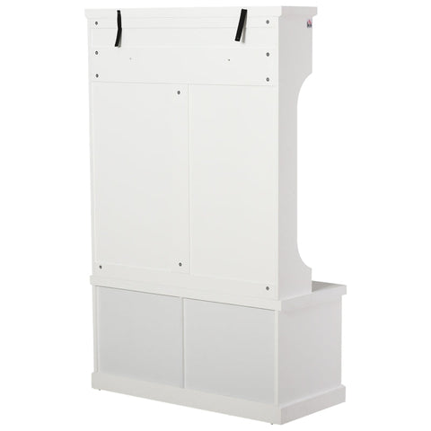 Rootz Kapstok - Moderne Kledingkast - Kledingrek Met Bank - Kapstokhaak - MDF - Spaanplaat - Wit - 102B x 47D x 164H cm