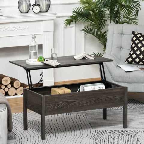 Rootz Coffee Table - Lift-Top Coffee Table with Storage - Wood-Effect - Grey - 98 cm x 48 cm x 45 cm