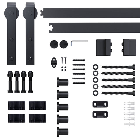 Rootz Sliding Door Fitting Set - Space-saving - Quiet - Universal - Black - 200 cm x 40 cm x 0.6 cm