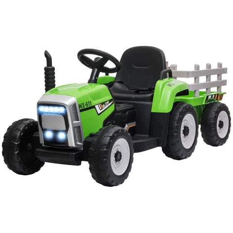 Rootz Electric Children's Car - Children's Tractor - Parent Remote Control - Max. Speed Of 6 Km/h - Plastic - Green + Black - 136.5L x 50W x 52.5H cm
