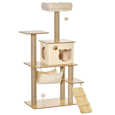 Rootz Scratching Post - Cat Tree - Cat Crate - Climbing Tree For Cats - Yellow - 60 x 40 x 130 cm