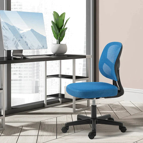 Rootz Office Chair - Mesh Office Chair - Desk Chair - Work Chair - Swivel Chair - 360° Rotatable - Height Adjustable - Blue - 52 x 54 x 74-84 cm