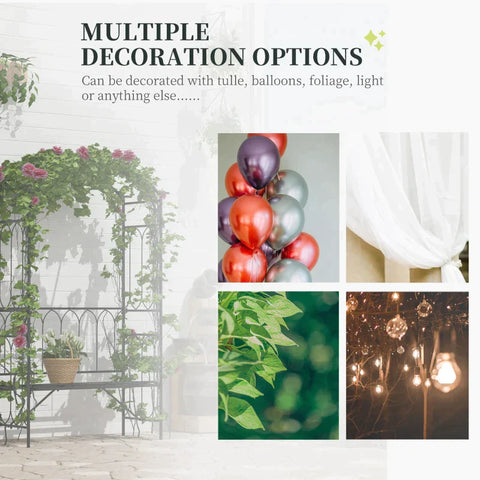 Rootz Rose Bench - Arbor Bench - Philosopher's Bench - Garden Bench - Black - 115Lx50Wx203H cm