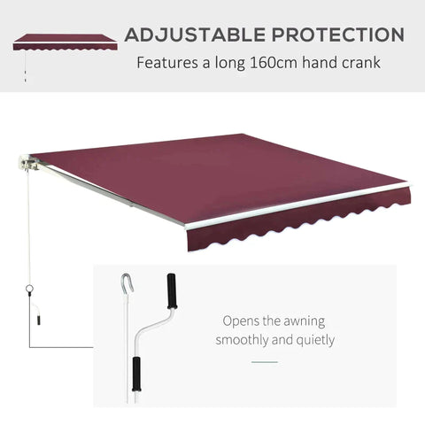 Rootz Awning - Manual Retractable Awning - Folding Awning - Aluminum - Red - 2.95 mx 2.5 m