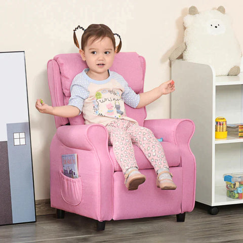 Rootz Children's Sofa - Kids Recliner Sofa - Children's Couch - Children's Armchair - Pink - 58 x 53 x 70 cm