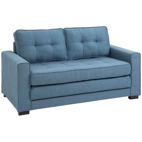 Rootz Sofa Bed - Folding Sofa - 2-seater Fabric Sofa - Sofa - With Sleeping Function - Sofa Set - Blue -147.5 x 75 x 85 cm