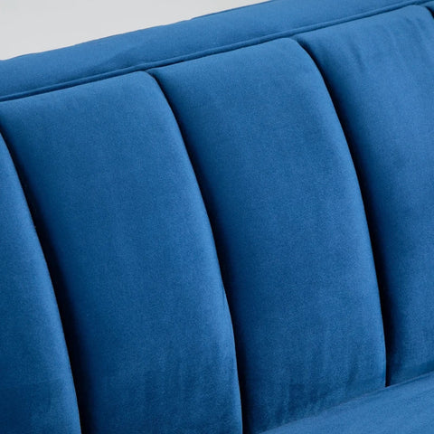 Rootz 3-seater Sofa - Upholstered Sofa - Velvety Polyester - Foam - Steel - Office - Living Room - Blue - 181 cm x 86 cm x 78 cm