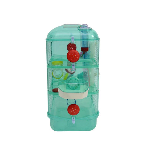 Rootz Animal Cage - Small Animal Cage - Balance Bike - Feeding Bowl - Drinking Bottle - Green - 40.5 X 28 X 55 Cm