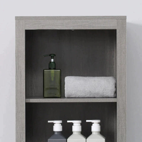 Rootz Bathroom Cabinet - 5 Shelves 1 Drawer - MDF Wood - White - 42cm x 30cm x 170cm