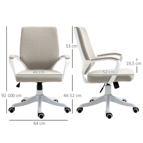 Rootz Office Chair - Desk Chair - Swivel Chair - Ergonomic Office Chair - Home Office Chair - With Rocker Function Backrest - Height Adjustable - 360° Swivel - Beige + White - 62x69x92-100 cm
