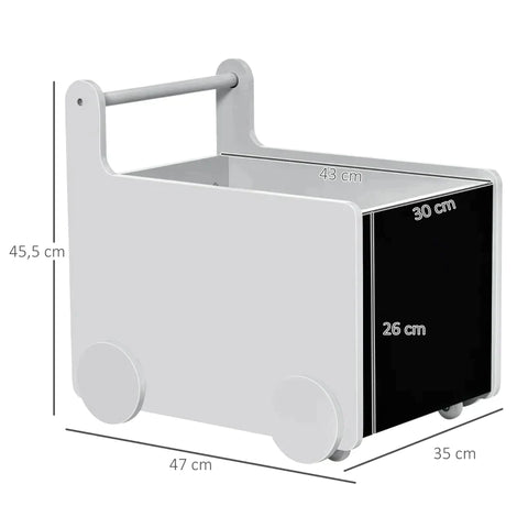 Rootz 2-in-1 Baby Walker Storage Box - Storage Box - Baby Walker Toy Box with Wheels - Handle Book Box - Storage Basket - Grey - 47 x 35 x 45.5 cm