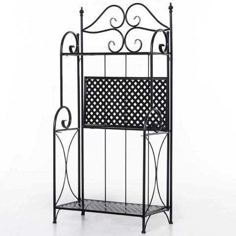 Rootz Plant Shelf - Garden Shelf - Flower Shelf - Flower Stairs With 3 Shelves - Black - 56 x 30 x 114 cm