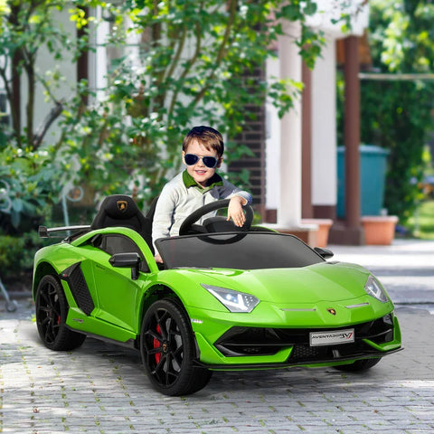 Rootz Electric Car For Children - Lamborghini Svj Licensed Children's Vehicle - Children's Car For 3-8 Years With Remote Control - 2 X 550 Motors - MP3/USB Light Music - Metal - Green- 123 x 66.5 x 45.5 cm