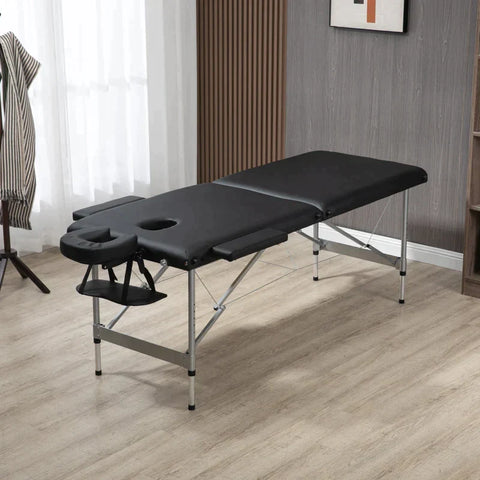 Rootz Massage Table - Folding Massage Table - Mobile Massage Table - Including Face Opening - Armrests - Hand Rests - Black - 186 cm x 71 cm x 83 cm