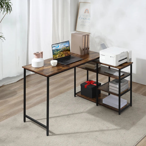 Rootz Corner Desk - Computer Desk - Study Desk - Desk - Black - Brown - 135 cm x 90 cm x 79 cm
