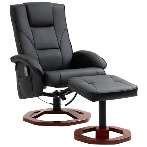 Rootz Massage Chair - Relaxation Chair - With Footstool - 10 Massage Points - Reclining Function - Rotating Seat - Black - 73 x 83 x 106cm
