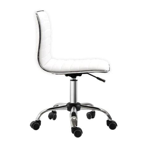Rootz Barber Chair - Salon Chair - Swivel Chair - Office Chair - Height Adjustable - Steel PU - White - 48 x 52 x 78-90 cm