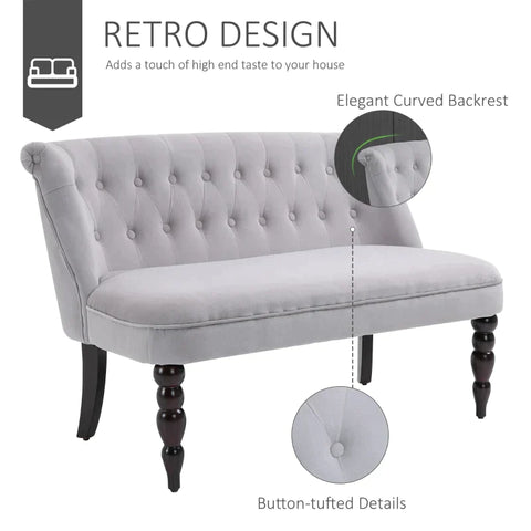 Rootz Sofa - 2-Seater Couch - Upholstered Sofa - Sofa Seating - Gray - 120 x 67 x 78 cm