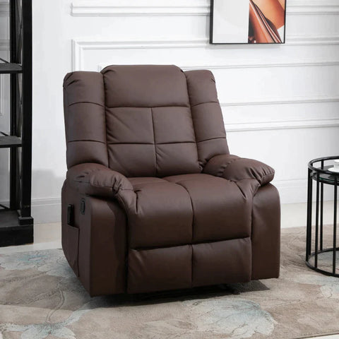 Rootz Massage Chair - Relaxation Chair - Tv Chair - Massage Function - Tiltable With Remote Control - Imitation Leather - Brown - 94 x 99 x 99 cm