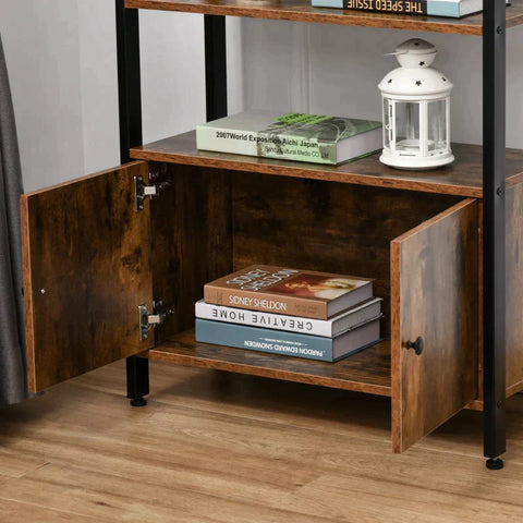 Rootz Bookcase - Cabinet - Office Shelf - Rustic Brown - 70L x 30D x 120Hcm