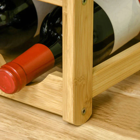 Rootz Wine Rack - Bamboo 16 Wine Bottle Wine Rack - 4 Shelves - Natural - 43cm x 23.5cm x 38cm