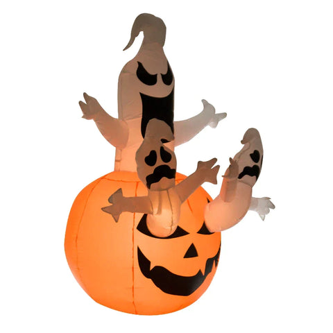 Rootz Inflatable Pumpkin Ghost - Halloween Ghost - Halloween Decoration - With LED Lighting - 120x120x180cm
