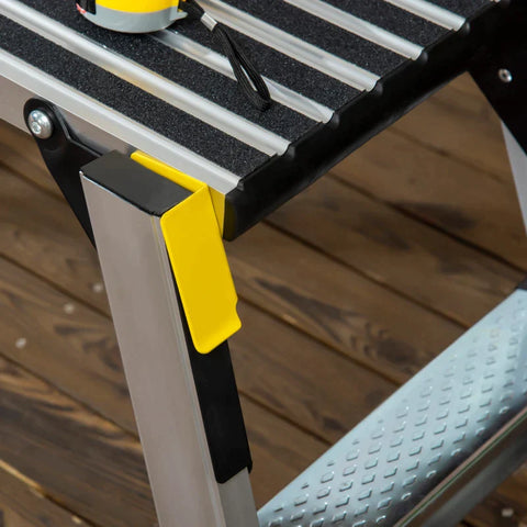 Rootz Werkplatform - Opvouwbaar Werkplatform - Antislip Met Veiligheidsklink - Aluminium - Zilver - 127,5 x 45 x 49cm